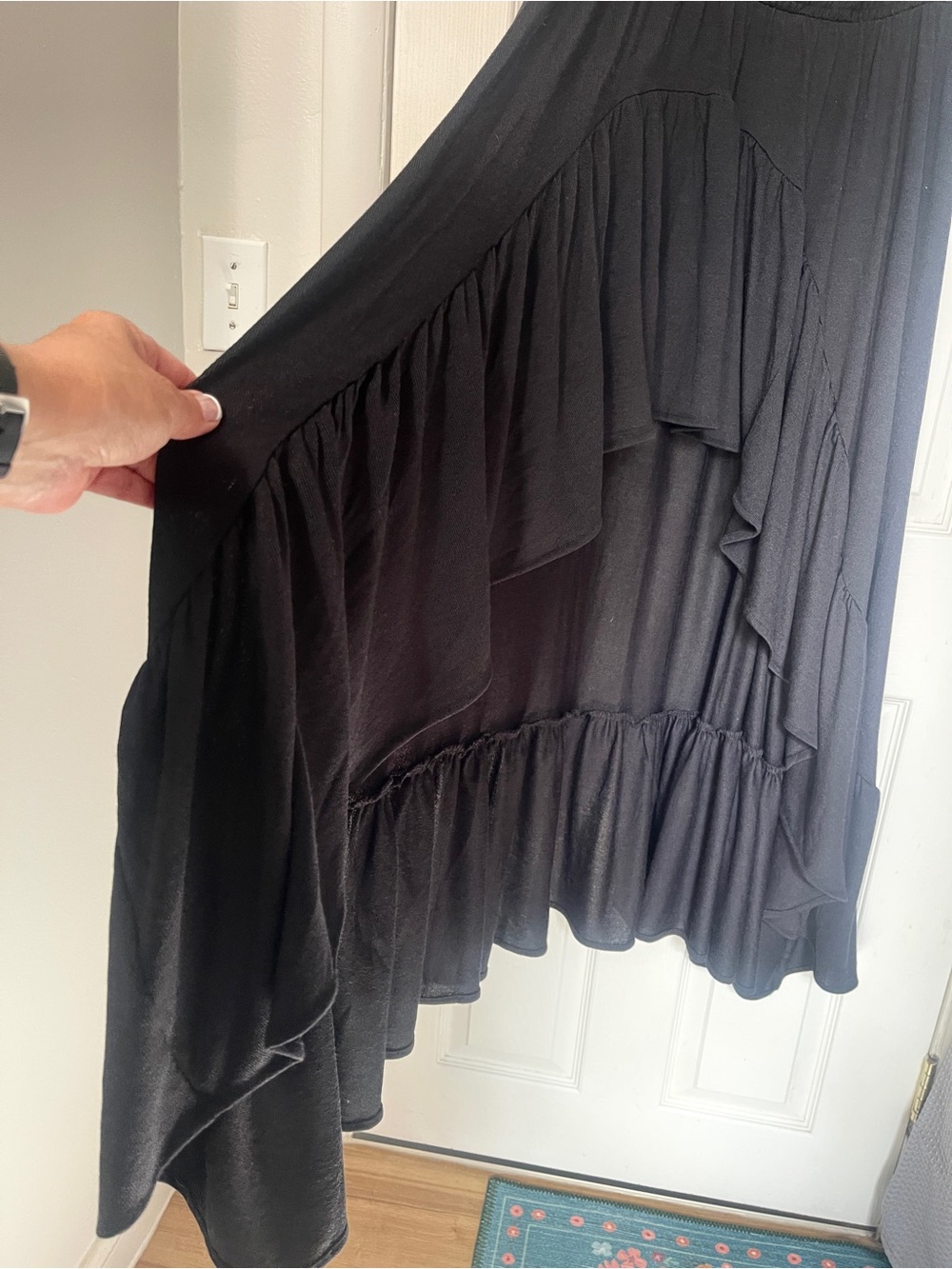 Joyfolie Black High-Low Ruffle Knit Skirt Size L - Picture 4 of 9